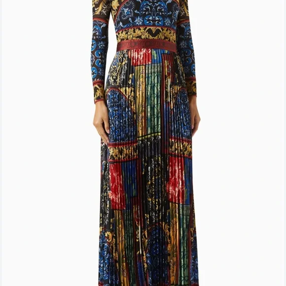 Alice + Olivia Blue and Red Patterned Midi Dress - Picture 2 of 6